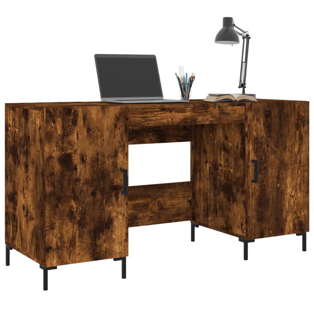 Desk Smoked Oak 140x50x75 cm Engineered Wood
